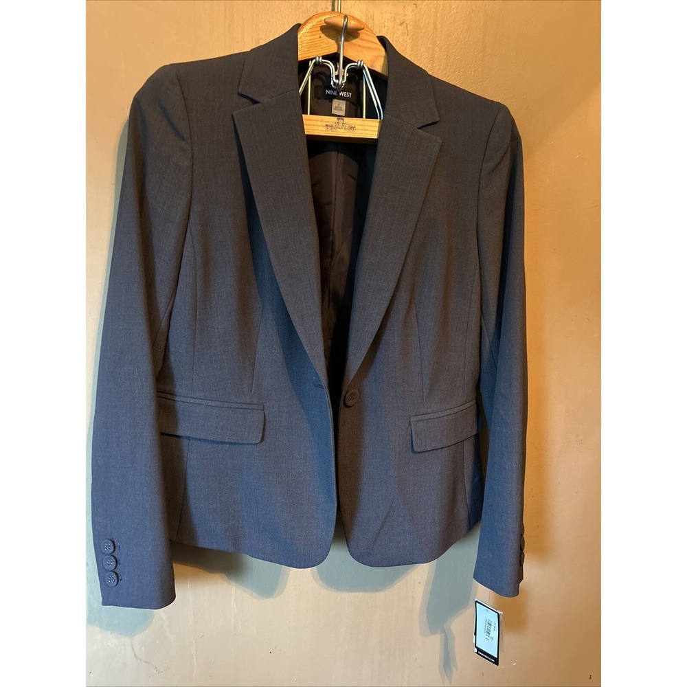 Nine West Bi Stretch Granite Color Blazer Welt Pockets (Size 4) Brand New! - Picture 2 of 5
